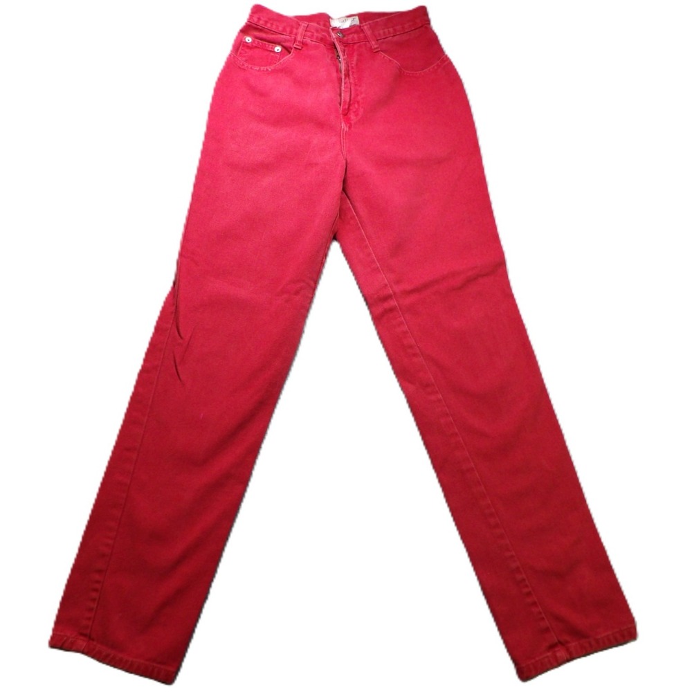VTG 90s GreatLand Women 8 Red High Rise Straight Leg Jeans Made in USA Mom Fit